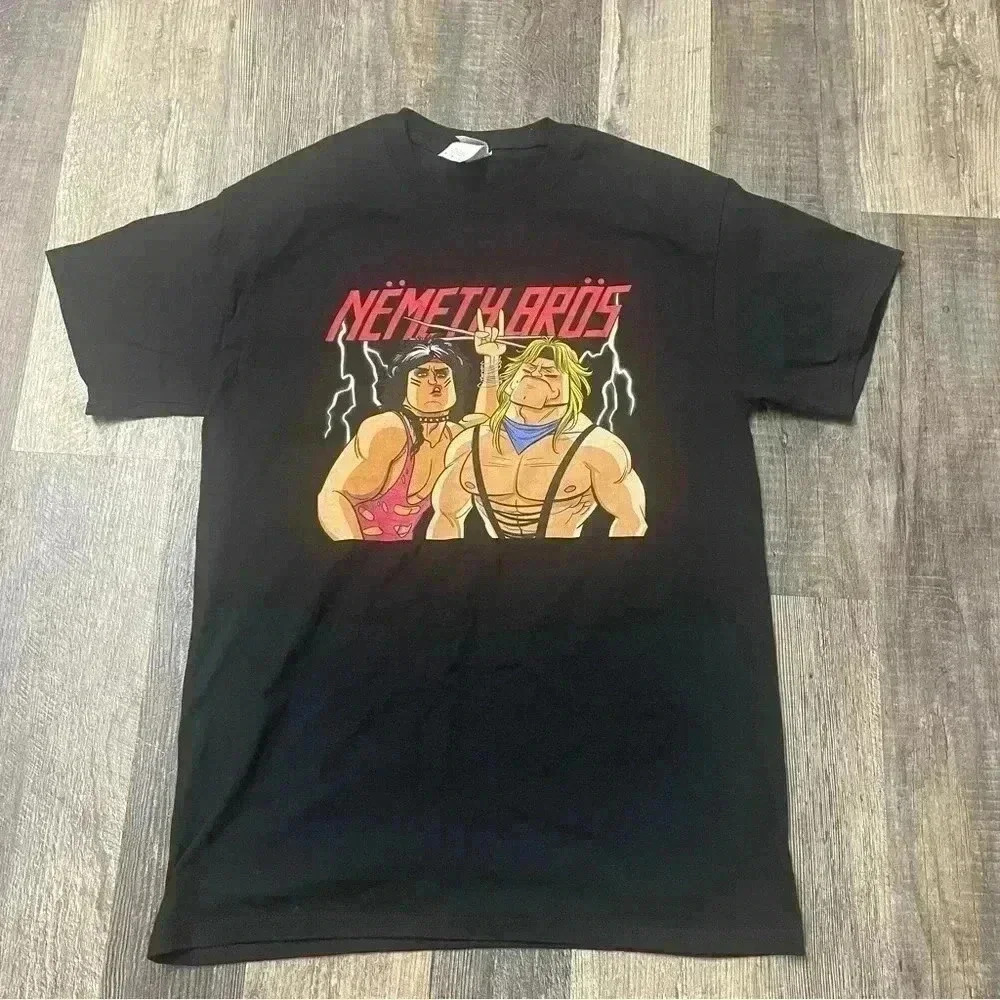 Mens wresting short sleeve black shirt Nemeth Bros Wrestling size Medium